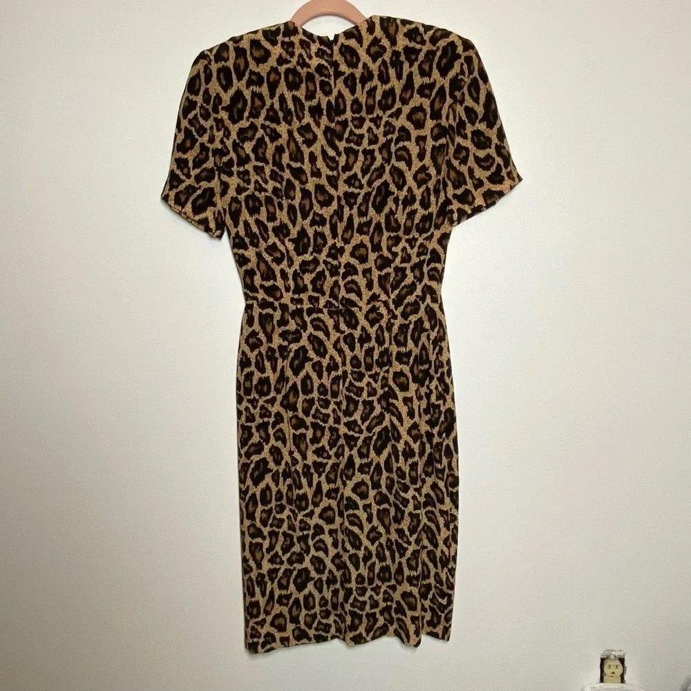 Vintage Silk Dress Size 4 NWT PATRICK COLLECTION Leopard Print Tailored - Picture 6 of 7
